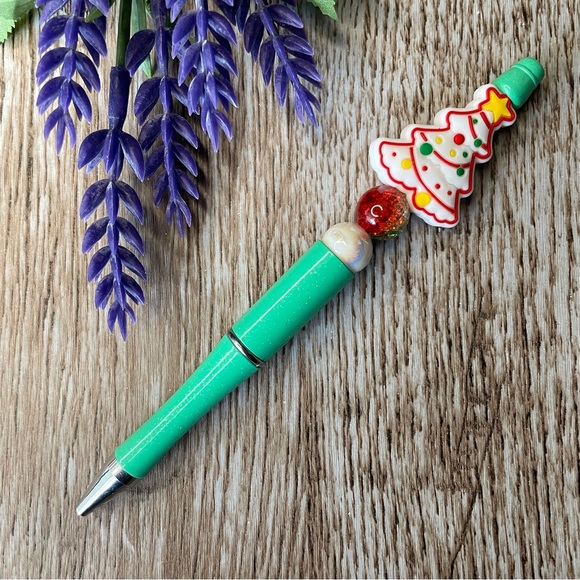 Handcrafted Christmas Pens Beaded Unique Artisan Gifts Office Accessories - Picture 5 of 9